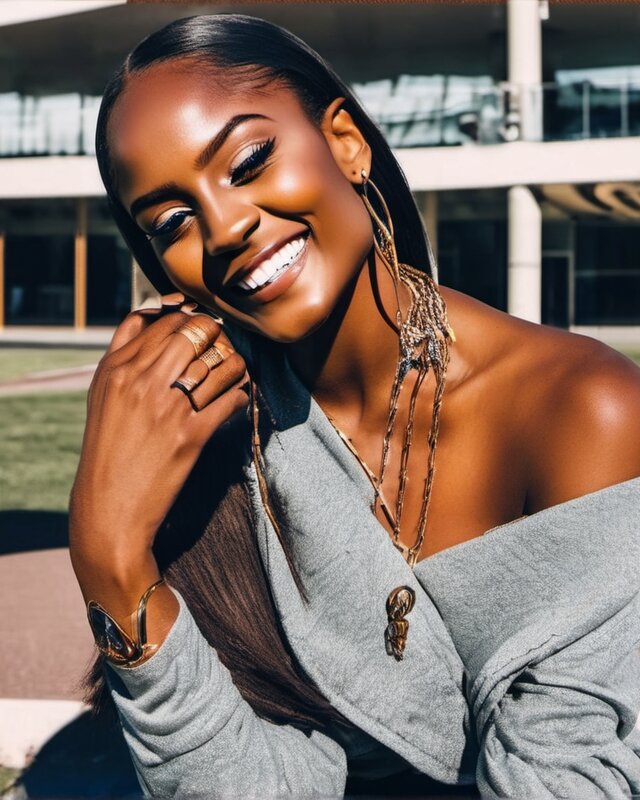 AI-generated portrait of Nia, a fictional character (hip-hop & hype)