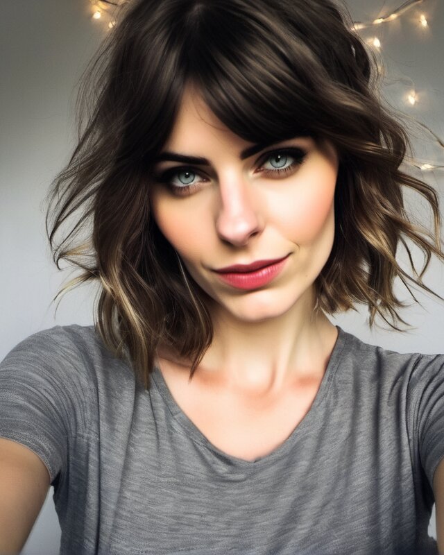 AI-generated portrait of Remi, a fictional character (petite e-girl · deadpan)
