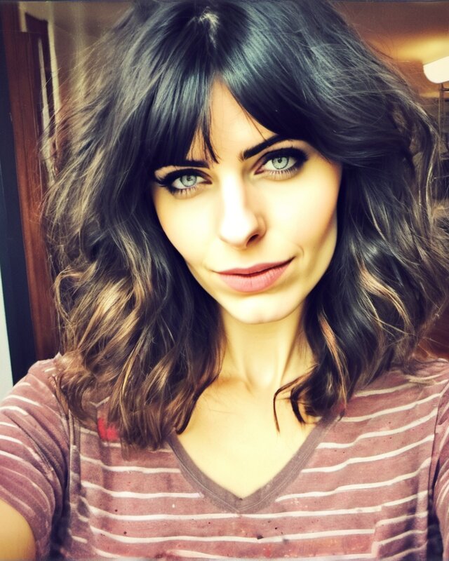 AI-generated portrait of Remi, a fictional character (petite e-girl · deadpan)