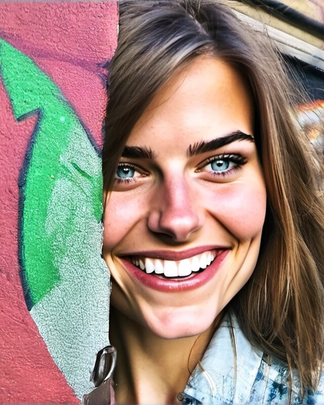 AI-generated portrait of Roxie, a fictional character (goofy & a little wild)