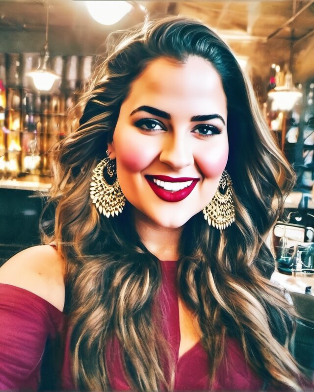 AI-generated portrait of Sable, a fictional character (curvy & sultry)
