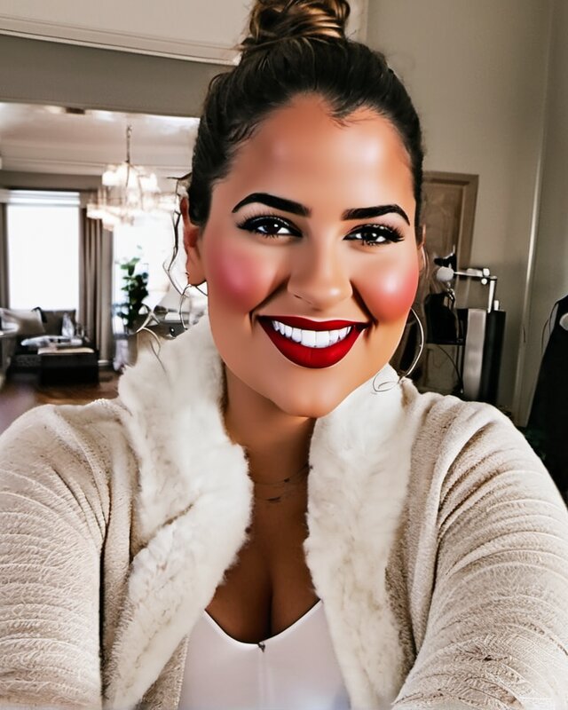 AI-generated portrait of Sable, a fictional character (curvy & sultry)