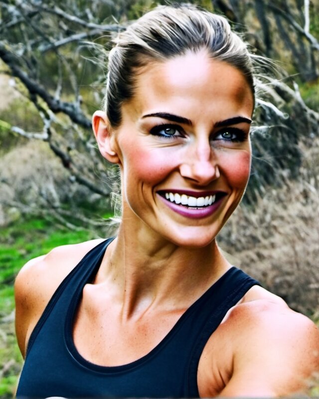 AI-generated portrait of Sloane, a fictional character (athletic & driven)